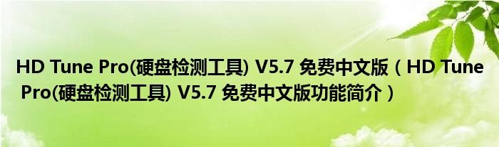 HD Tune Pro硬盘检测工具V5.7中文版