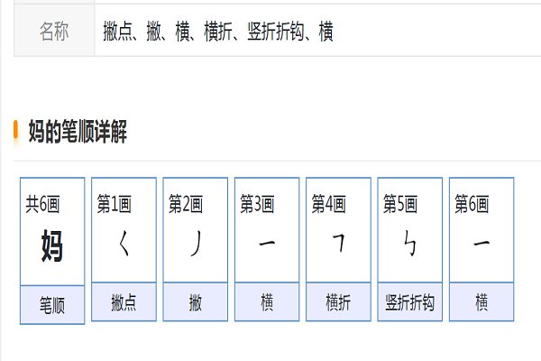 妈的笔顺正确