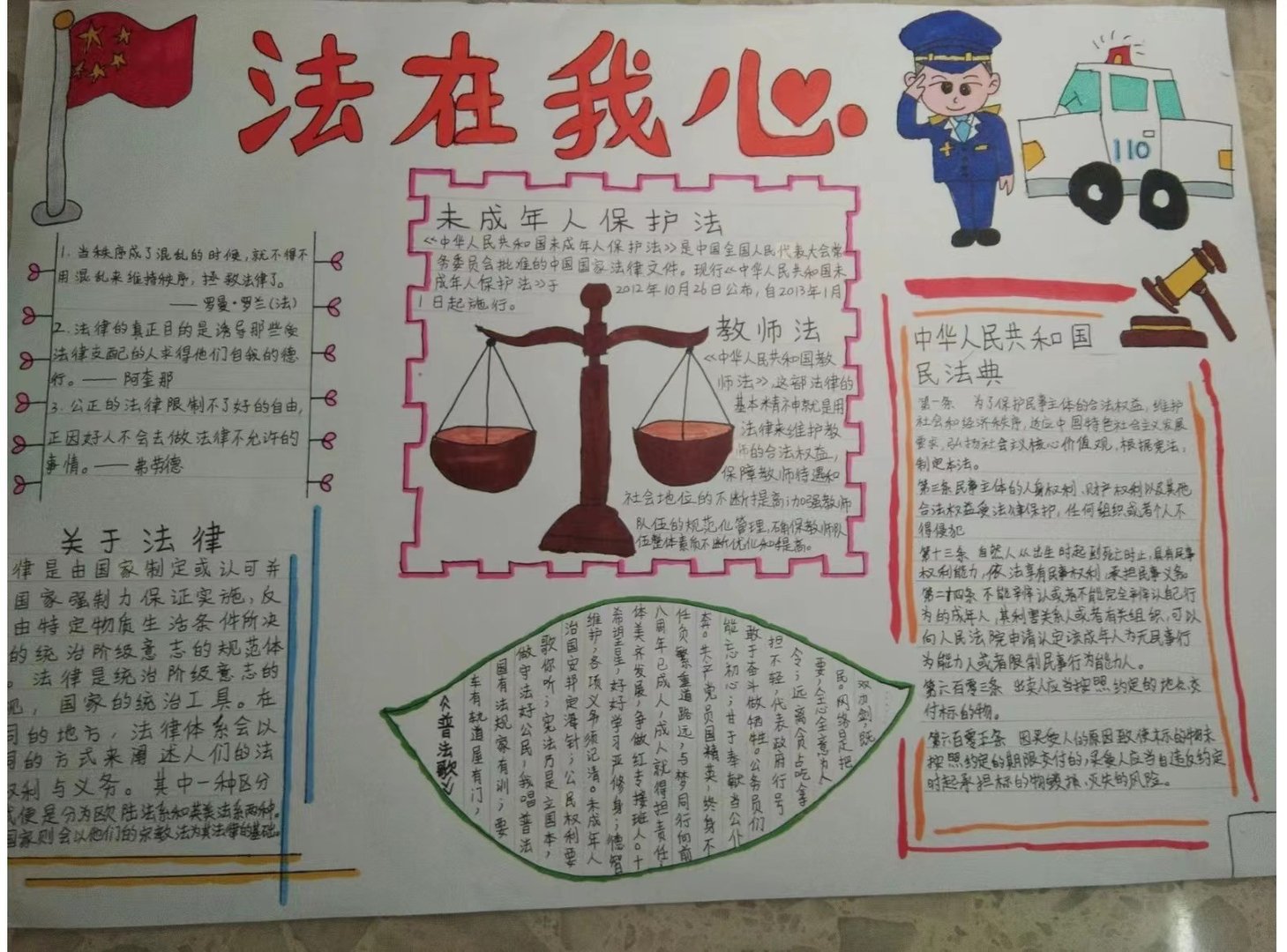 遵纪守法手抄报内容简短