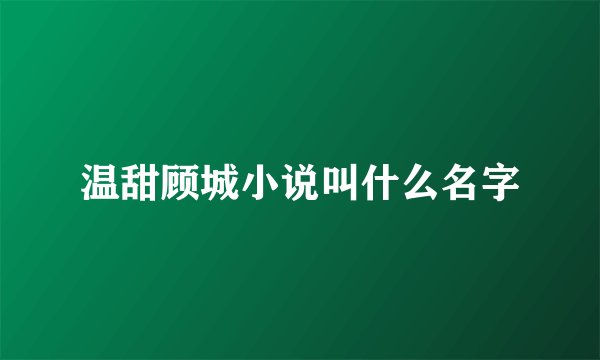 温甜顾城小说叫什么名字