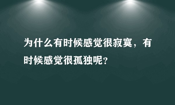 为什么有时候感觉很寂寞，有时候感觉很孤独呢？