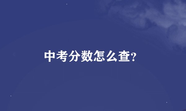 中考分数怎么查？
