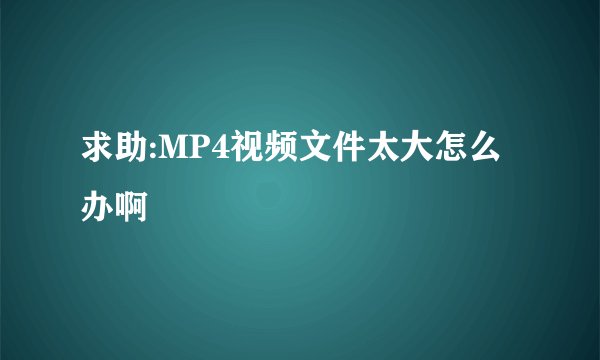 求助:MP4视频文件太大怎么办啊