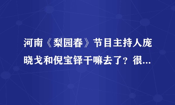 河南《梨园春》节目主持人庞晓戈和倪宝铎干嘛去了？很想知道他们的近况。