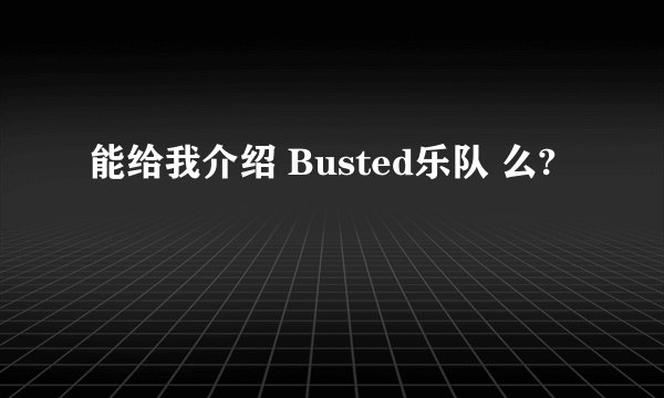 能给我介绍 Busted乐队 么?