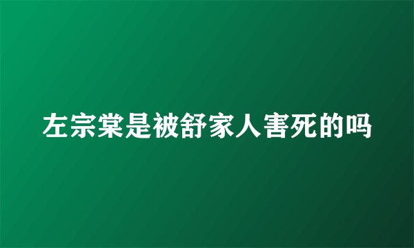 左宗棠是被舒家人害死的吗