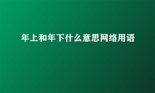 年上和年下什么意思网络用语