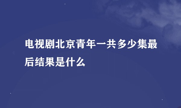电视剧北京青年一共多少集最后结果是什么