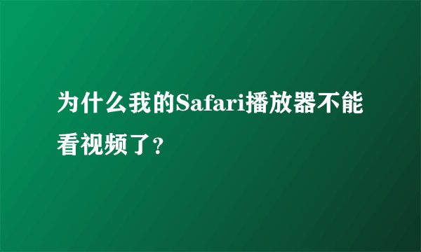 为什么我的Safari播放器不能看视频了？