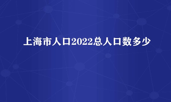 上海市人口2022总人口数多少