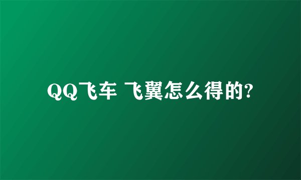 QQ飞车 飞翼怎么得的?