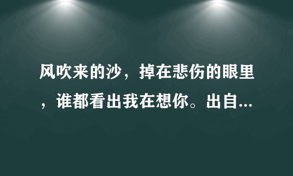 风吹来的沙，掉在悲伤的眼里，谁都看出我在想你。出自哪首歌?