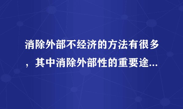 消除外部不经济的方法有很多，其中消除外部性的重要途径是（ ）。