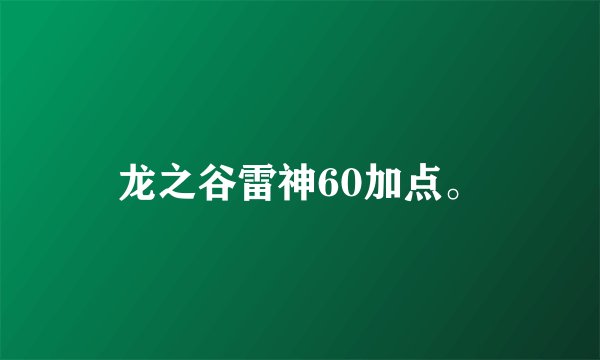龙之谷雷神60加点。