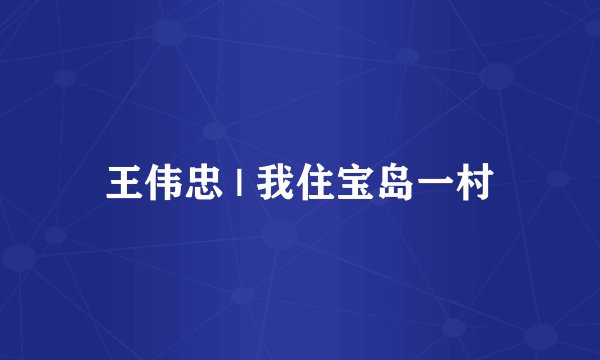 王伟忠 | 我住宝岛一村