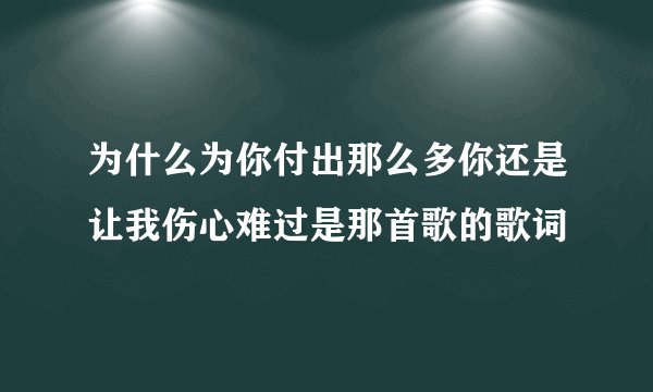 为什么为你付出那么多你还是让我伤心难过是那首歌的歌词