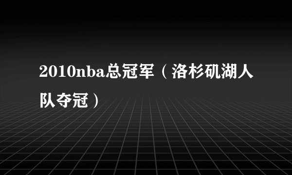 2010nba总冠军（洛杉矶湖人队夺冠）