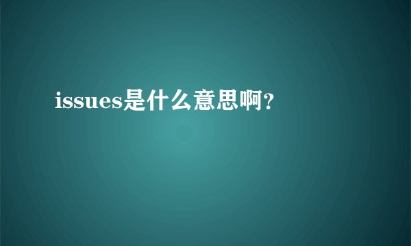 issues是什么意思啊？