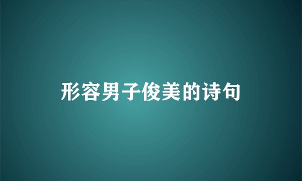 形容男子俊美的诗句