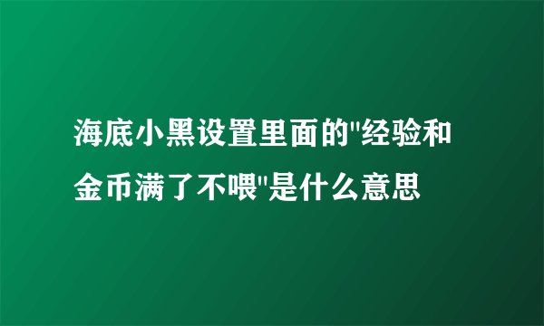 海底小黑设置里面的