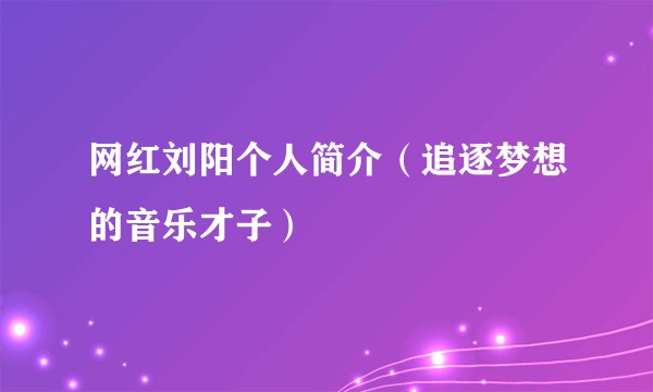 网红刘阳个人简介（追逐梦想的音乐才子）