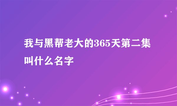 我与黑帮老大的365天第二集叫什么名字
