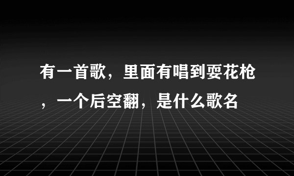有一首歌，里面有唱到耍花枪，一个后空翻，是什么歌名