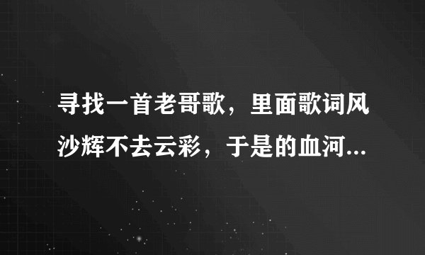 寻找一首老哥歌，里面歌词风沙辉不去云彩，于是的血河，风沙辉不去的苍白。有没有知道这首歌的