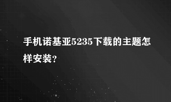 手机诺基亚5235下载的主题怎样安装？
