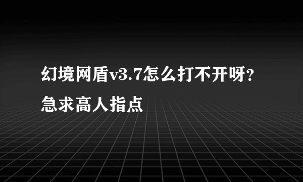 幻境网盾v3.7怎么打不开呀？急求高人指点