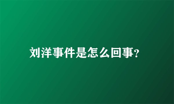 刘洋事件是怎么回事?