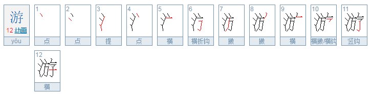 游的笔顺怎么写