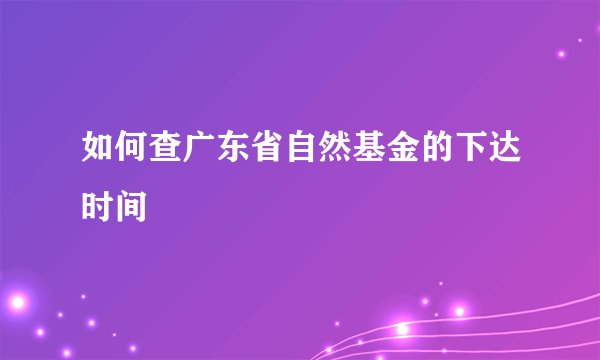如何查广东省自然基金的下达时间