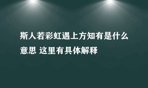 斯人若彩虹遇上方知有是什么意思 这里有具体解释