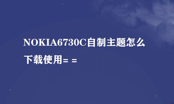 NOKIA6730C自制主题怎么下载使用= =