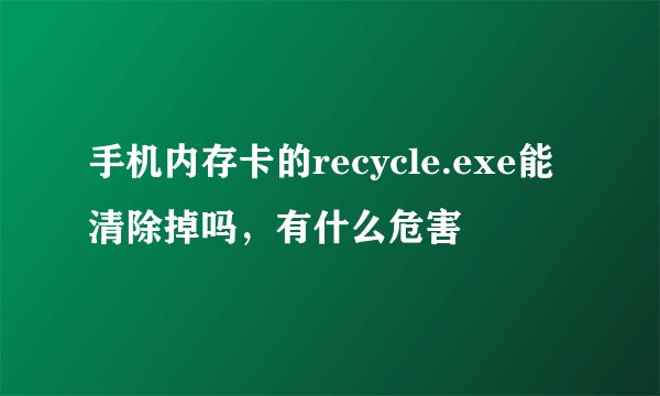 手机内存卡的recycle.exe能清除掉吗，有什么危害