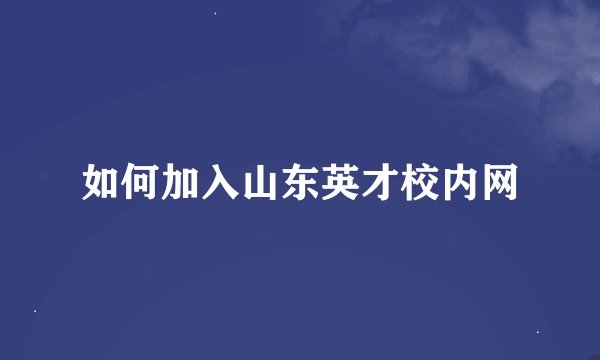 如何加入山东英才校内网