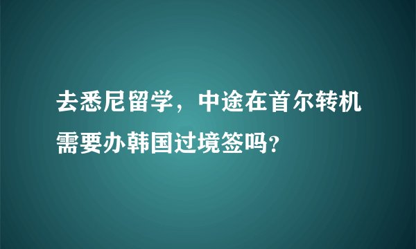 去悉尼留学，中途在首尔转机需要办韩国过境签吗？