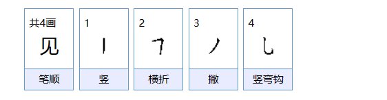 见的笔画顺序正确写法
