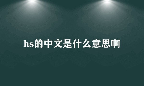 hs的中文是什么意思啊