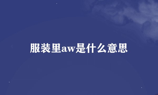 服装里aw是什么意思