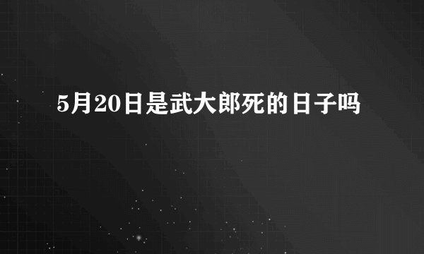 5月20日是武大郎死的日子吗