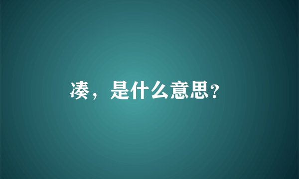 凑，是什么意思？