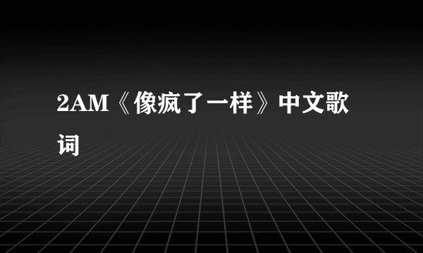 2AM《像疯了一样》中文歌词