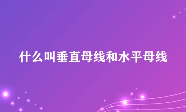 什么叫垂直母线和水平母线