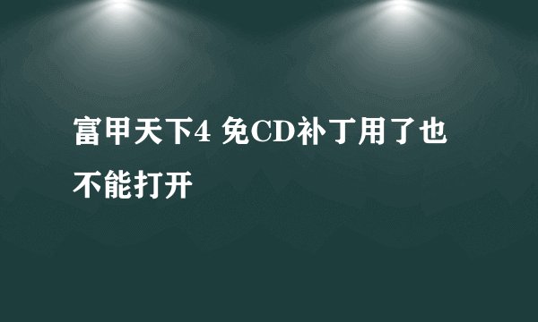 富甲天下4 免CD补丁用了也不能打开