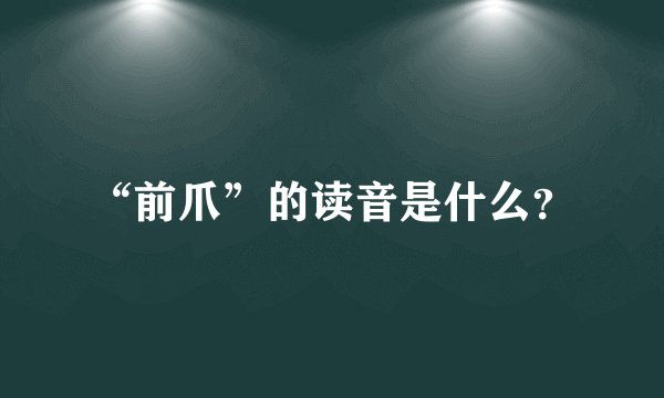 “前爪”的读音是什么？