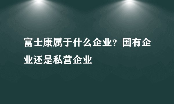 富士康属于什么企业？国有企业还是私营企业