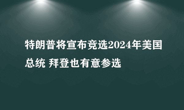 特朗普将宣布竞选2024年美国总统 拜登也有意参选