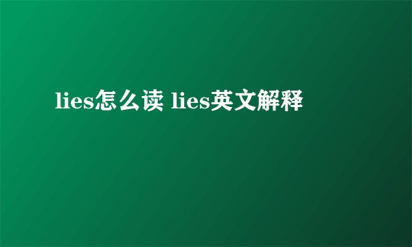 lies怎么读 lies英文解释
